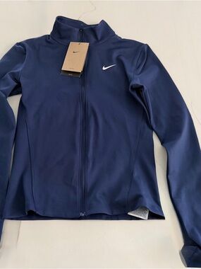 Nike Women's Navy Full-Zip Dry Fit Jacket with Swoosh
